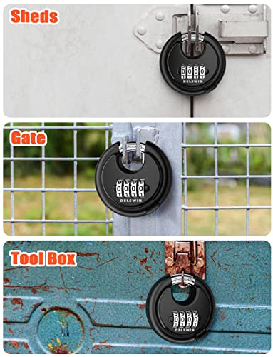 Delswin K25005-2 4 Digit Combination Disc Padlock With Hardened Steel Shackle Combo Lock For Sheds, Storage Unit thumb #6