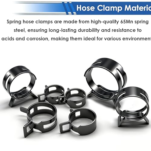 Image of smseace 75Pcs Spring Band Hose Clamp 19 21 23 24 25 26 27 28 30 32 34 36 38mm Constant Tension Hose Clamp With Plier used for Fuel Line,Vacuum Hose,Air Hose Spring Hose Clamp Kit