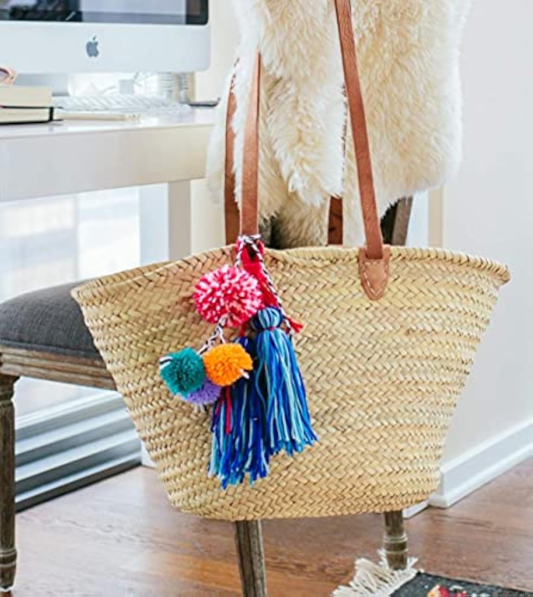 Pompom Tassel Bag Charm, Handmade