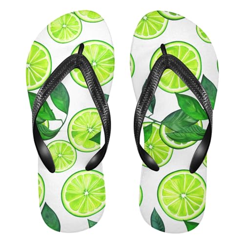 Burbuja Watercolor Lime Slices Flip Flops for Women Men, Soft Thong Sandals Rubber Slippers for Pool Beach Essentials