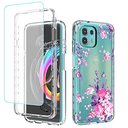 Coque Moto Edge 20 Lite XT2139-1 antichoc silicone transparent verre trempé rose