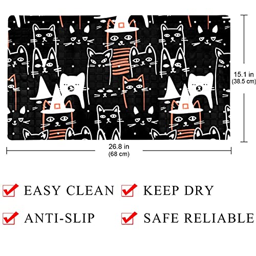 Tapis de bain chat noir Halloween antidérapant 71x40 cm