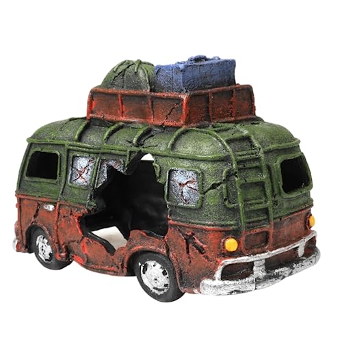 ledmomo 水槽オブジェ 車オブジェ 隠れ家 アクアリウム 樹脂置物 熱帯魚 観賞魚 エビ 遊び 約20x13.5x11cm