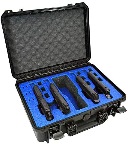 4 Pistol 12 Magazine Doro Gun Case with Custom MyCaseBuilder Foam Insert | Waterproof, Heavy Duty | Tactical Firearms, Ammunition and Accessory Holder | Hard Gun and Magazine Case | 18 x 14 x 7 Inches
