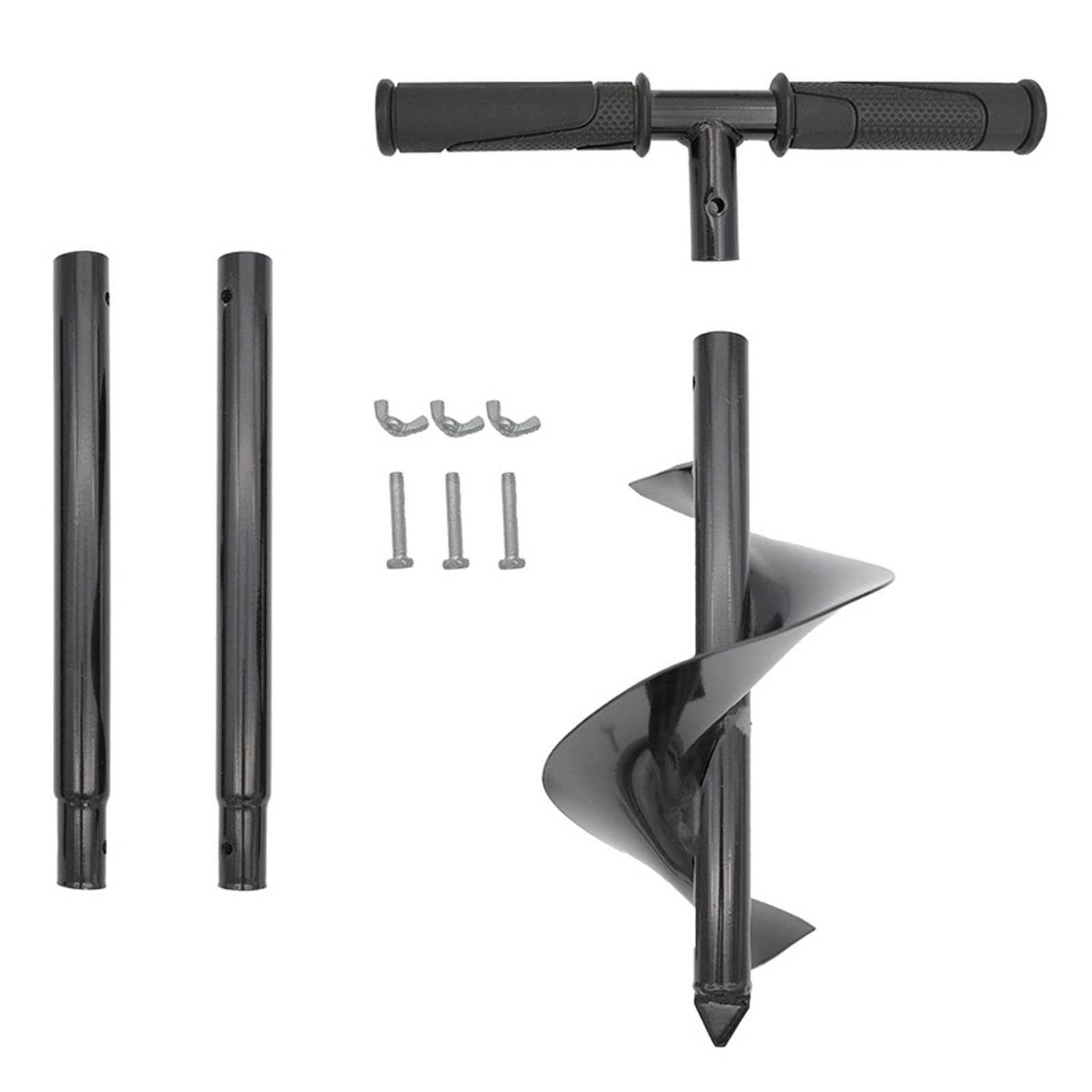 Auger Post Hole Hand Manual Digger T-shaped Drill Bit With Non-Slip Handle For Digging Weeds Roots Planting Deep Cultivating(10 * 85cm)