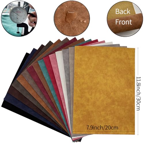 XHT 15 Stück 21 x 30 cm Glatt, Weiches Kunstleder Wildlederimitat, Lederimitat für Bastelarbeiten, Nähen, DIY-Projekte