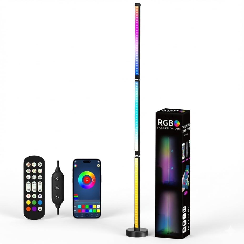 UrbanVolt Smart RGB LED Floor Lamp with Remote & App Control, Music Sync & Timer | Modern Corner Mood Light for Bedroom & Living Room-picture-32