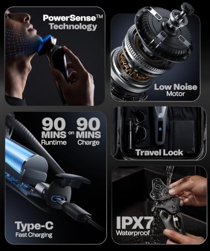 Image of Bombay Shaving Company Autopilot Electric Shaver For Men | Intelligent Shaving | PowerSense Technology | Low Noise Motor | Auto-adjusts Speed | Type-C Flash Charging | Waterproof Body
