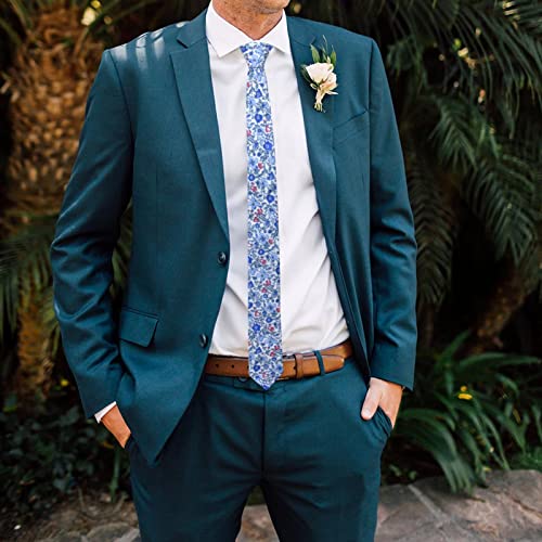Image of Mantieqingway Floral Ties for Men Skinny Cotton Tie Flower Necktie