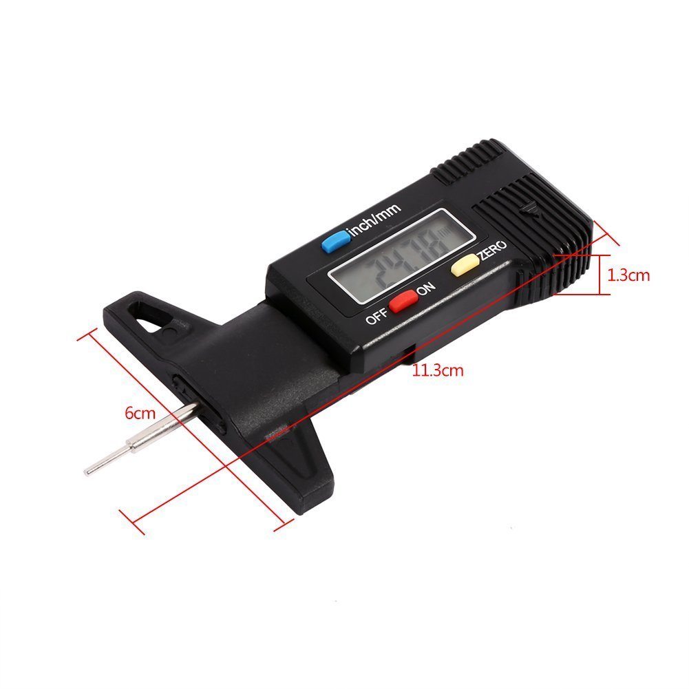 Royaltec, misuratore pneumatico digitale, con schermo LCD, gamma da 0 a 25,4 mm. Misurartore battistrada, pneumatico, tester per automobili, furgoni, camion e moto (batterie incluse)