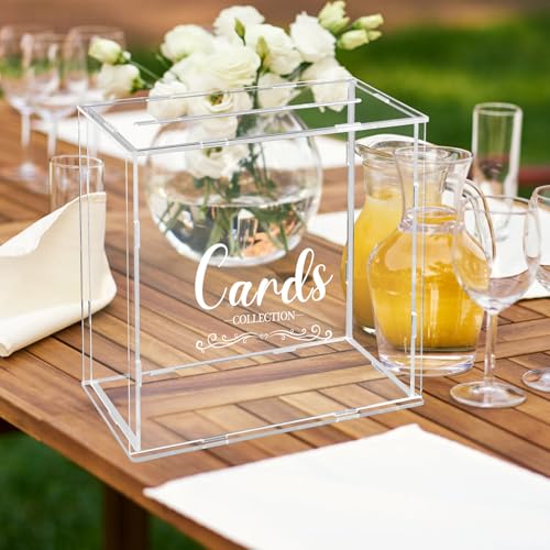 Caja de tarjetas de boda de acrílico transparente grande para recepción 5