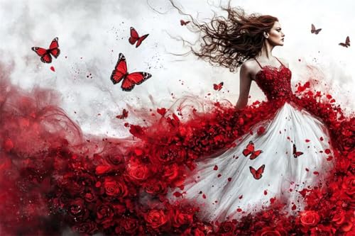 Adultos y Principiantes Diamond Painting Taladro Completo 5D DIY Arts Kits Hermosas Flores De Niña Imagen Bordado Diamante Pintura Pintura Para Decoración Pared Hogar Taladro Redondo 60x90cm C0736