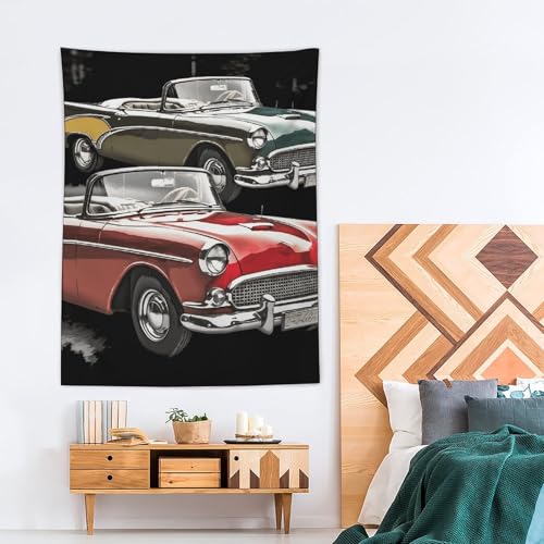 Tenture murale polyester voiture classique et roadster abstrait