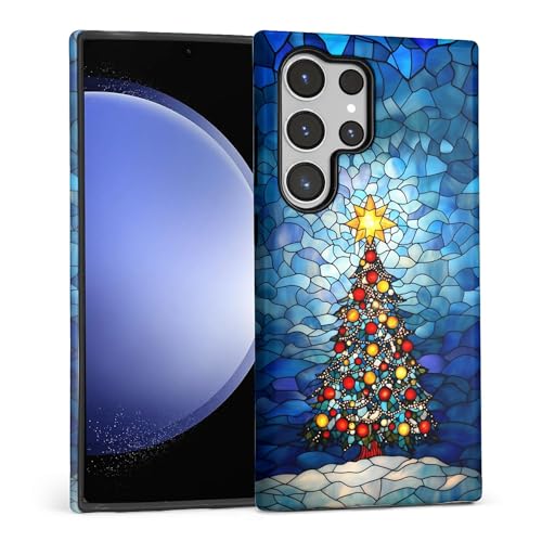 TAMEFOX Case for Samsung Galaxy S24 Ultra,Anti Drop Scratch Protective Phone Cover Case for Women Girl-Glowing Christmas Tree