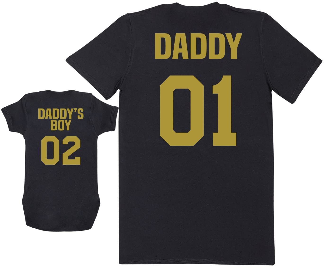 Daddy 01 & Daddy's Boy 02 - Mens T-Shirt & Baby Bodysuit - Matching Set - Baby | 0-3 Months, Black