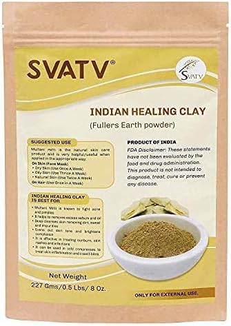 Fuller's Earth Powder | Multani Mitti | Indian Healing Clay | Deep Skin Pore Purifying Face Mask Skin Care & Dirt Remover - Natural Face Pack 227g Half Pound