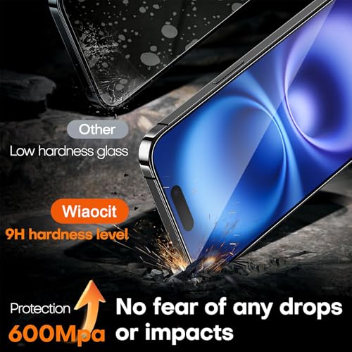 Image of Wiaocit 3 Pack Tempered Glass Screen Protector for iPhone 16 with 3 Pack Camera Lens Protector, 9H Hardness, Bubble Free, Case Friendly