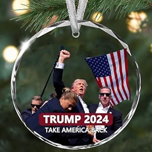 Christmas Trump Ornament 2024,Double-Sided Xmas Hanging Tree Decorations Trump 2024 Take America Back Gift for Donald Trump Supporters, Men/Women, Parents, Friends, Party Present