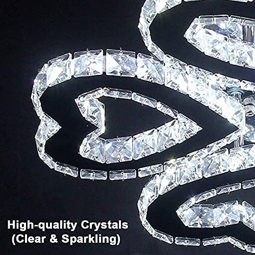 Winretro Modern 5 Heart Ring Crystal Chandelier Led Ceiling Light Fixtures Stainless Steel Pendant Lighting Hanging Lamp For Bedroom Living Room Dinning Room Foyer(Cool White) White #TOP6