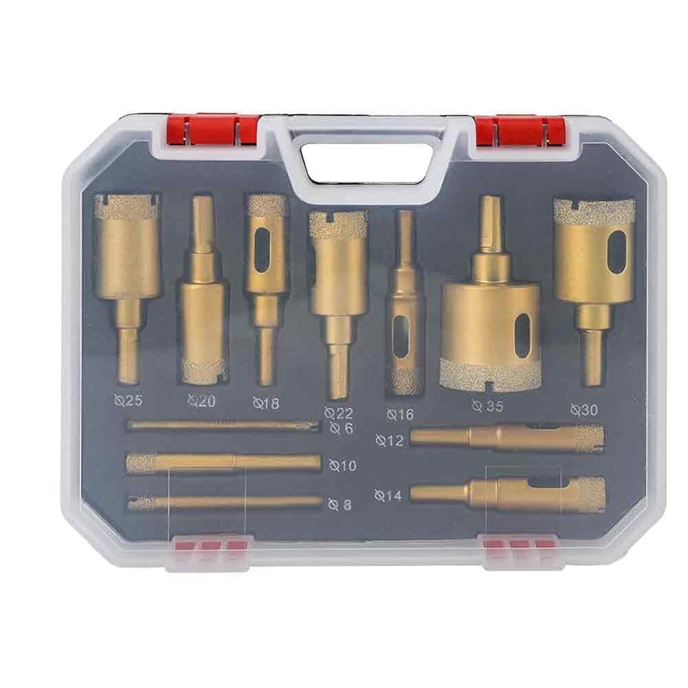 Jnchdghwa As Shown Perfect For Drilling Porcelain, Marble 12-Piece Marble Drill Bit Hole Saw Kit For Ceramic, Glass And Tile Cutting