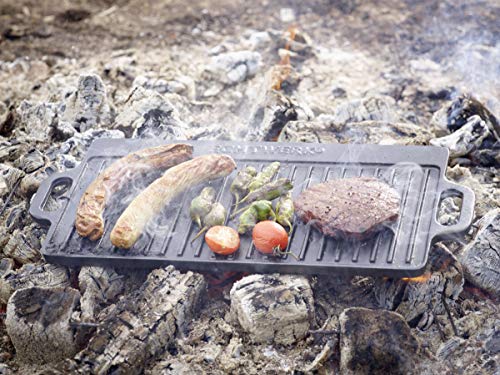 ECHTWERK 7-teiliges Dutch Oven Set aus Gusseisen in Holzkiste, Kochtopf-Set mit Kochtopf, Stieltopf, Grillplatte, Pfanne, Deckelheber und Untersetzer zum Kochen und Braten, bereits eingebrannt