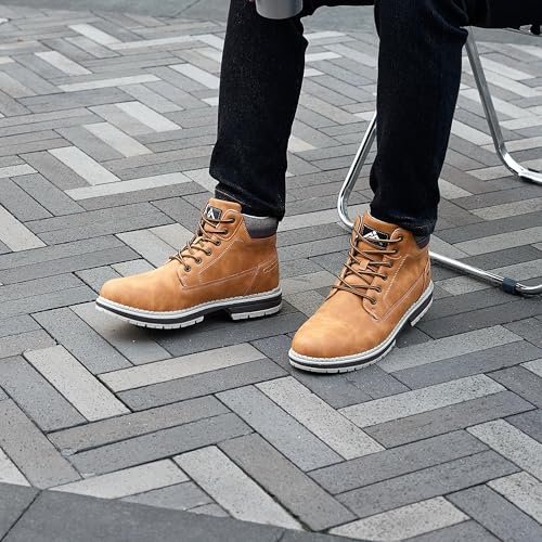 Image of CC-Los Men's Ankle Chukka Work Boots Durable Outdoor Comfort with Anti-Slip Sole Cushioned Support Size Yellow 12.5
