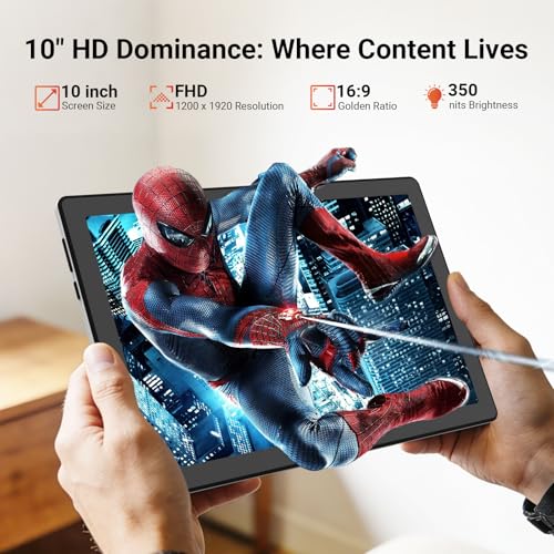 Image of Gleeso Tablet, 2026 10 Inch Android 16 Tablet, 24GB+64GB+1TB TF, 6000mAh Battery, Fast Charging, HD Display, Widevine L1, Dual Camera, Face ID, Split Screen, Light, Portable