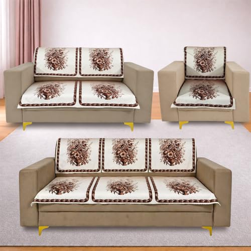 Image of Homerz Premium 'Luxe Series' Holland Velvet Sofa Cover | Smooth Finish | Anti-Skid Fleece Backing | Soft Touch Couch Protector for Living Room (Rust, 6 (3+2+1) Seater, Seat Cover with Backrest)