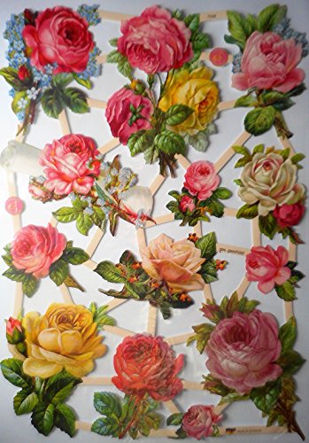 Glanzbilder Blume Rose Blumenstrauß EF 7448 Oblate für Scrapbooking