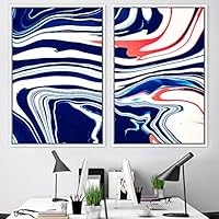 2 Piece Framed Canvas Wall Art Organic Fluids Canvas Prints Home Artwork Decoration for Living Room,Bedroom - 16