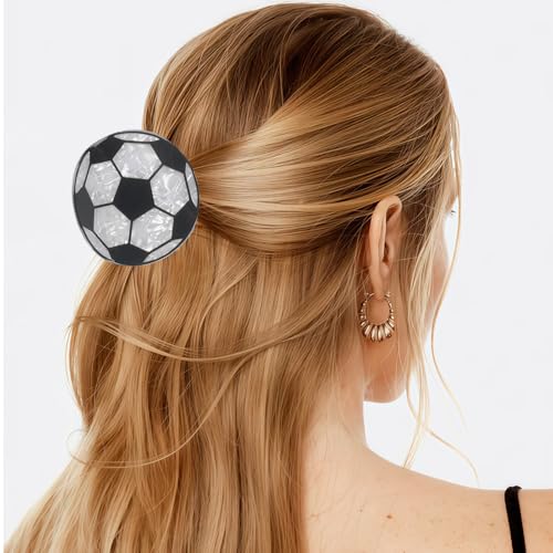Pinza para cabello con diseño de balón de fútbol Blanco miniatura 4