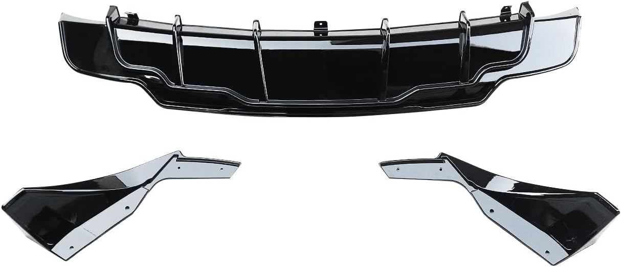 Rear Bumper Diffuser Splitter Lip with Side Aprons Fits for 2017 2018 2019 2020 2021 2022 2023 Tesla Model 3 Rear Bumper Molding Lip Spoiler & Corner Aprons Pair Gloss Black PP