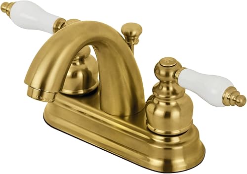 Kingston Brass KB5617PL Restoration Grifo de baño centrado de 4 pulgadas, latón cepillado