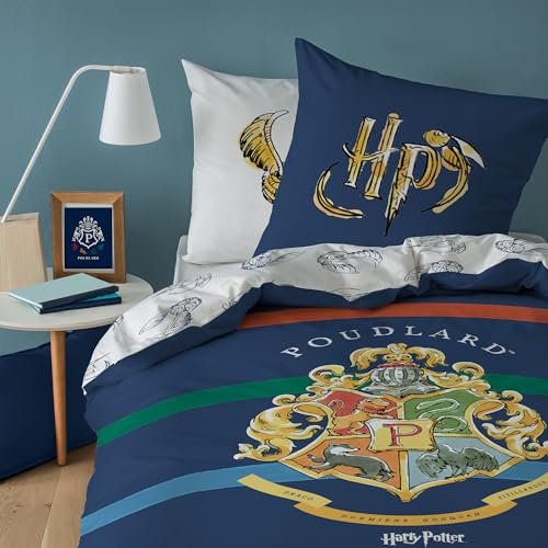 Harry Potter Colors Parure de lit Enfant | 100% Coton | Oeko-TEX | Housse de Couette 140x200cm +...