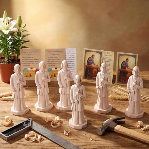 6 Figuras de San José de Resina 4.7 pulg con Tarjeta y Bolsa de Terciopelo miniatura 5