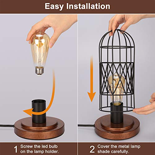 Seaside Village TOUCH-CAGE Control Table Lamp, Industrial Bedside Lamp With 3 Way Dimmable Small Nightstand Lamp Vintage Metal Cage Table Lamp For Bedroom, Kitchen thumb #3