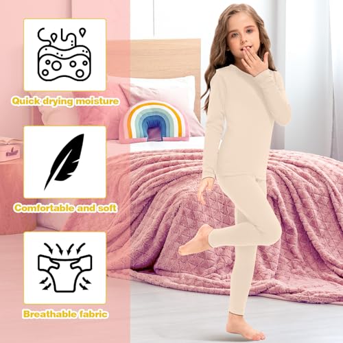 Silkfly 3 Set Girls Thermal Underwear Soft Winter Thermal Top and Bottom with Fleece Lined Base Layer for Girls4