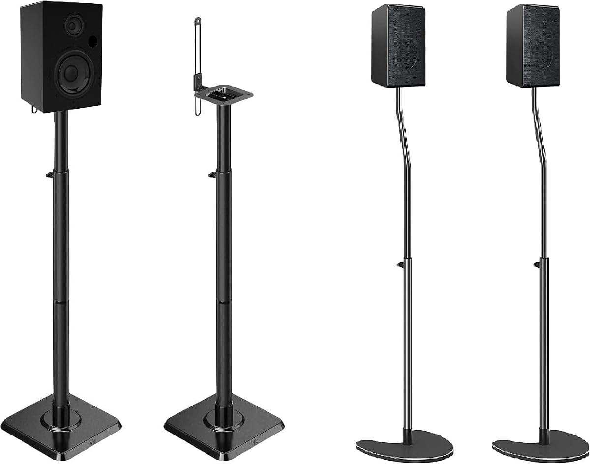Mounting Dream Height Adjustable Speaker Stands for Satellite & Small Bookshelf Speakers, Set of 2 Flool Stands for Bose Polk JBL Sony Yamaha - 11 lbs Capacity