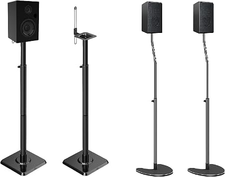 Mounting Dream Height Adjustable Speaker Stands for Satellite & Small Bookshelf Speakers, Set of 2 Flool Stands for Bose Polk JBL Sony Yamaha - 11 lbs Capacity