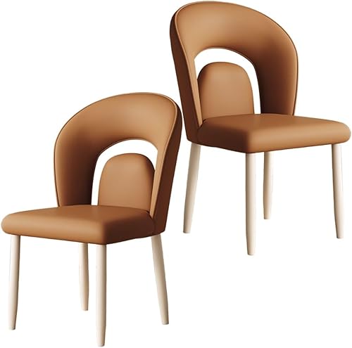 Miniatura 9 de YVYKFZD Leather Dining Chairs, Kitchen Chairs Set with Curved Back, Upholstered Dining Room Chair, Armless Comfy Side Chair, for Living Room,