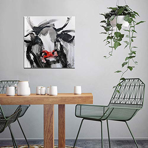 Toile art graffiti vache aquarelle abstrait moderne tableau décoration murale