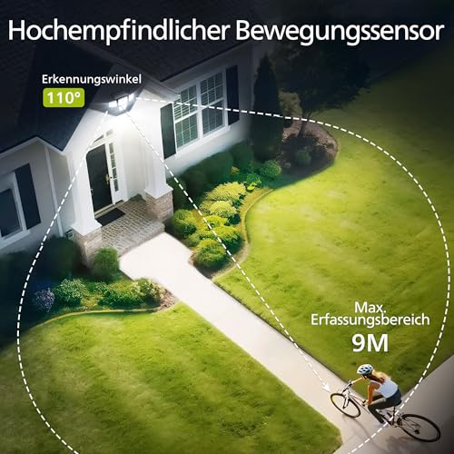 Philips Solarlampen für Außen mit Bewegungsmelder, 196 LED mit PIR-Bewegungsensor, 3 Modi, 4 Verstellbare Lampenköpfe… – Ansicht 4
