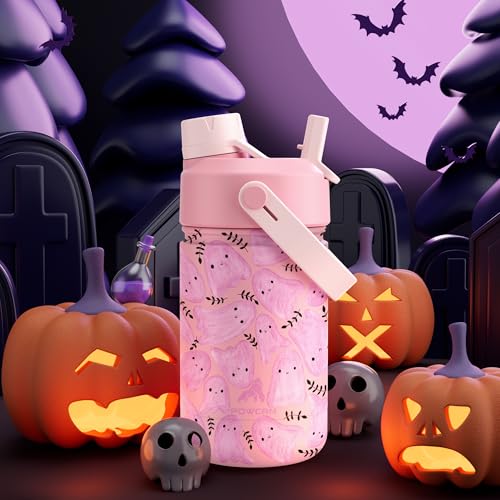 12 oz Halloween Kids Insulated Water Bottle: 2-in-1 Straw Spout Lid, Leakproof, BPA-Free, Keep Cold 24H, Stainless Steel Cup for Party, School,... - Image 2