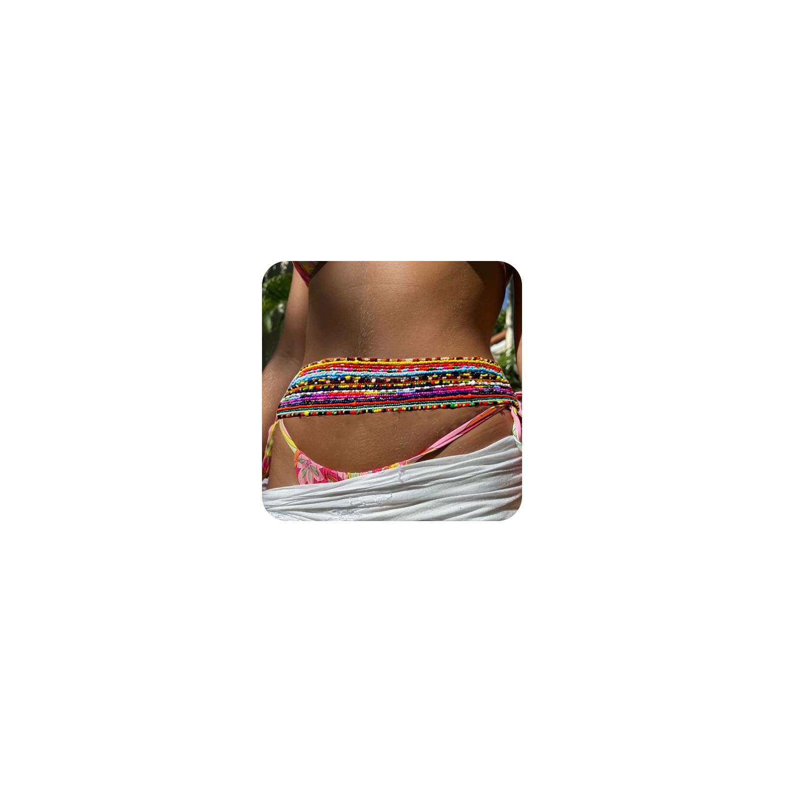 FUNEIA 32Pcs Waist Beads for Women Colorful African Belly Beads for The Waist Bikini Jewelry Chains Bead Waist Chains Set