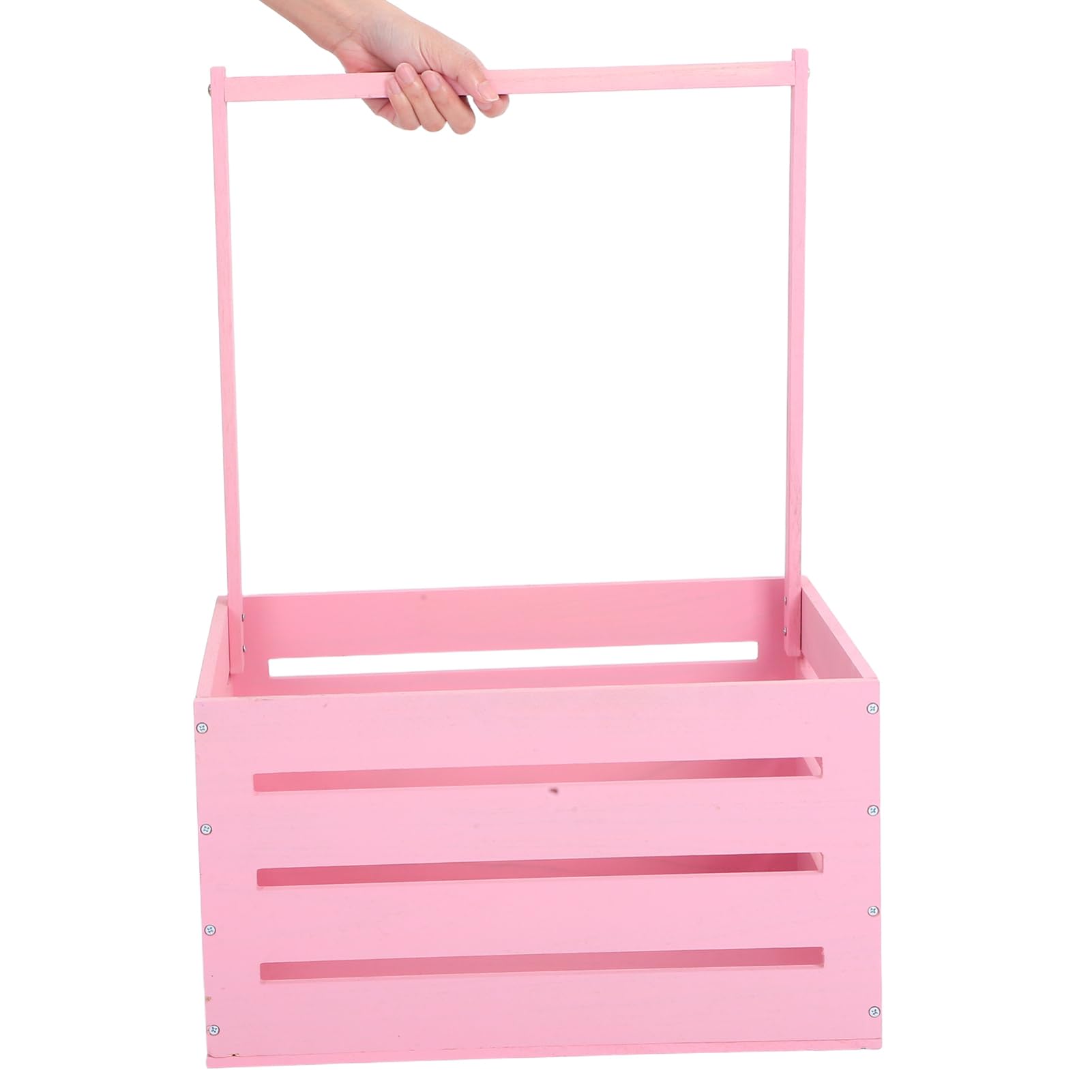 Cesta de Madera Rosa con Asa para Guardar Regalos de Baby Shower