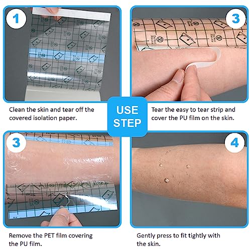 Obtanim 50 Sheet Transparent Waterproof Stretch Adhesive Bandage Clear Film Dressing Bandages Tape Cover For Tattoo Shower Swimming Protector thumb #3