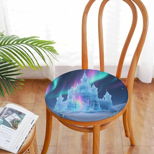 Cojín de asiento contra la fatiga Aurora Ice Castle redondo para sofá y silla de escritorio 6