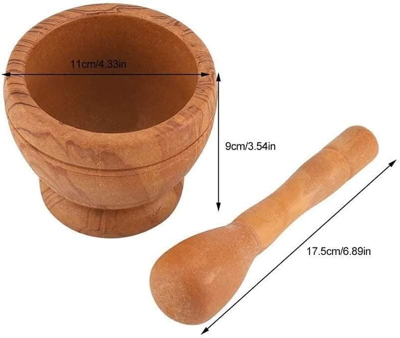 Mortar and Pestle Set,Mortar and Pestle Mortar and Pestle Set Spice Stone Grinder Pestle and Mortar Set, Kitchen Hand Manual Wood Garlic Ginger Spices Mortar Pestle Set Grinding Bowl Grinde
