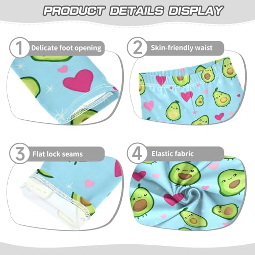 Boccsty Cute Kawaii Green Avocado Pink Hearts Girls Leggings Kids Yoga Pants Dance Active Tights 4T3