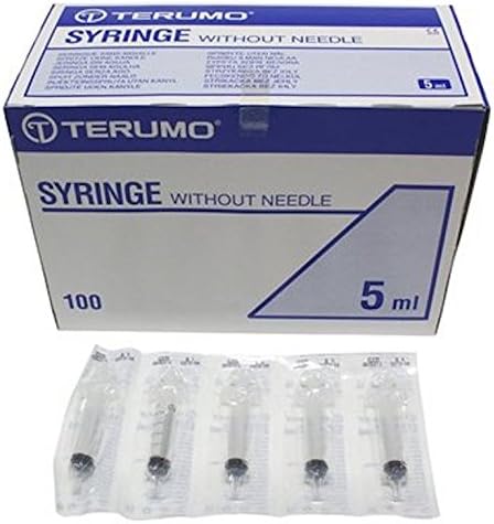 Terumo Syringe 5ml Hypodermic Slip Tip Syringe, Pack of 100